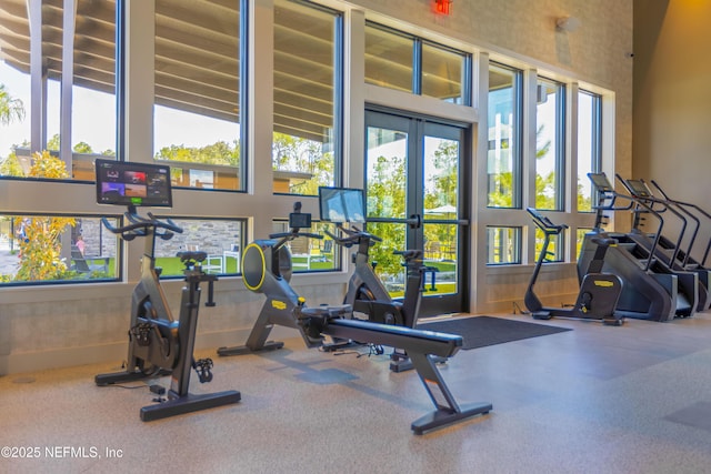 21 Vicksburg Dr, Saint Johns, FL 32259 - workout area featuring french doors and a high ceiling