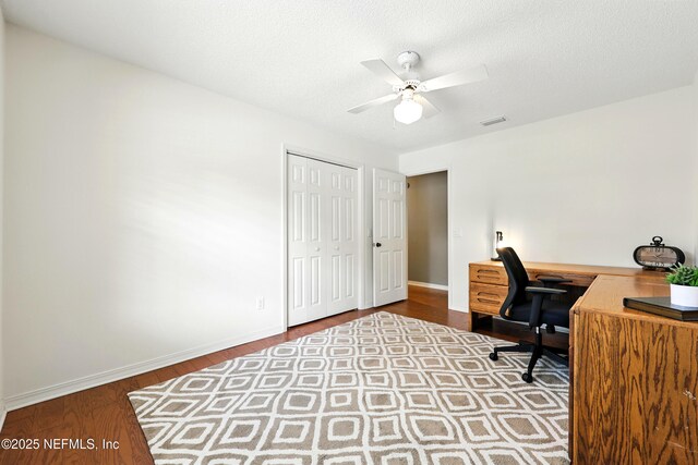 726 Arran Ct, Orange Park, FL 32073 - office area featuring ceiling fan and wood finished floors