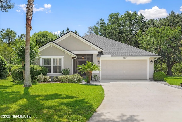 1517 Remington Way, Saint Augustine, FL 32084 - single story home with a garage, driveway, a front yard, and stucco siding