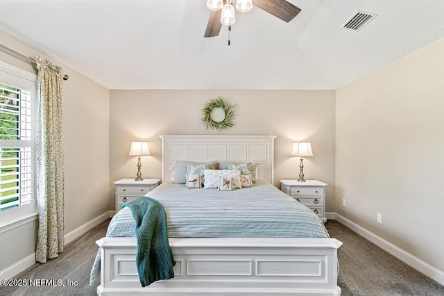 26122 Sheared Stokes Rd, Hilliard, FL 32046 - bedroom with carpet, a ceiling fan, and vaulted ceiling