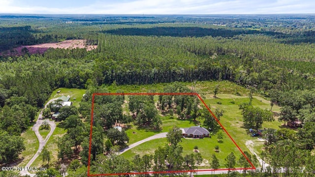 26122 Sheared Stokes Rd, Hilliard, FL 32046 - aerial view of property's location featuring a heavily wooded area and property boundaries highlighted