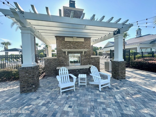 322 Fairlake Cir, Saint Augustine, FL 32092 - view of patio with a multi sided fireplace and a pergola