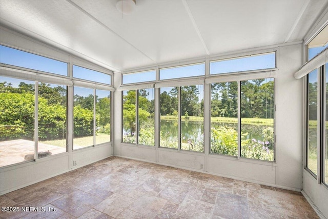 1385 Soaring Flight Way, Jacksonville, FL 32225 - unfurnished sunroom featuring a water view, view of wooded area, and plenty of natural light