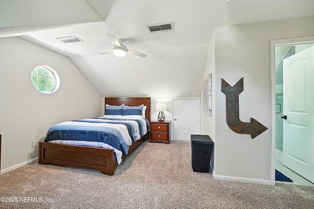 4342 Richmond Park Dr E, Jacksonville, FL 32224 - bedroom with carpet flooring, a textured ceiling, vaulted ceiling, and a ceiling fan