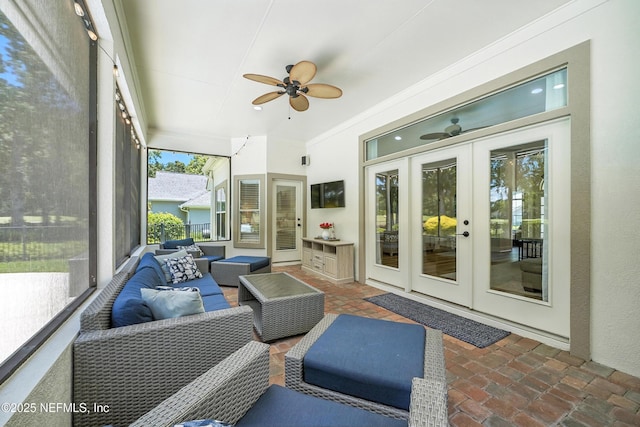 4342 Richmond Park Dr E, Jacksonville, FL 32224 - sunroom featuring french doors and ceiling fan
