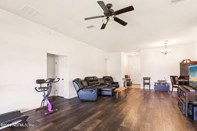 2947 Vianey Pl, Green Cove Springs, FL 32043 - living area with wood finished floors, ceiling fan, and a chandelier