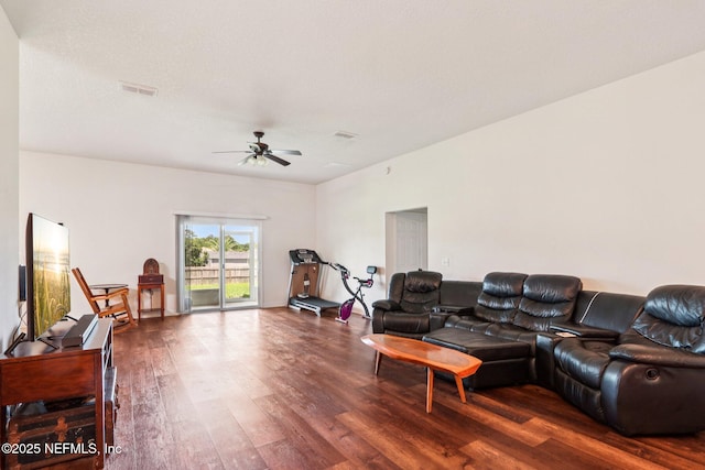 2947 Vianey Pl, Green Cove Springs, FL 32043 - living area with dark wood-style floors and ceiling fan