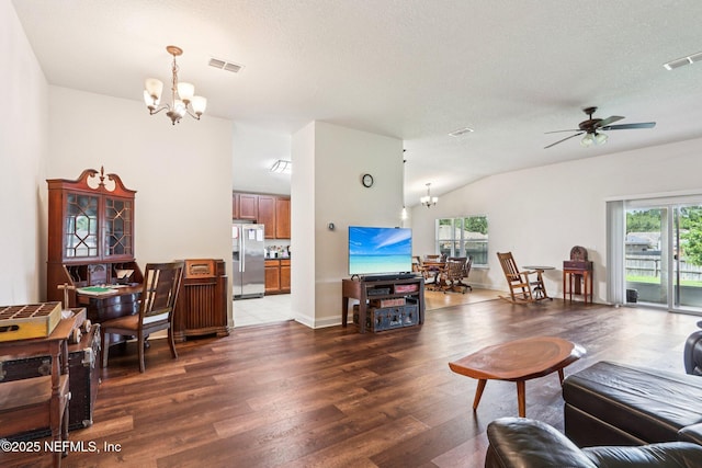 2947 Vianey Pl, Green Cove Springs, FL 32043 - living area with a chandelier, wood finished floors, healthy amount of natural light, a ceiling fan, and a textured ceiling
