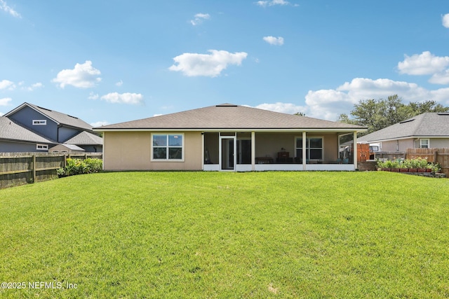 2947 Vianey Pl, Green Cove Springs, FL 32043 - rear view of house featuring a fenced backyard, a sunroom, and stucco siding