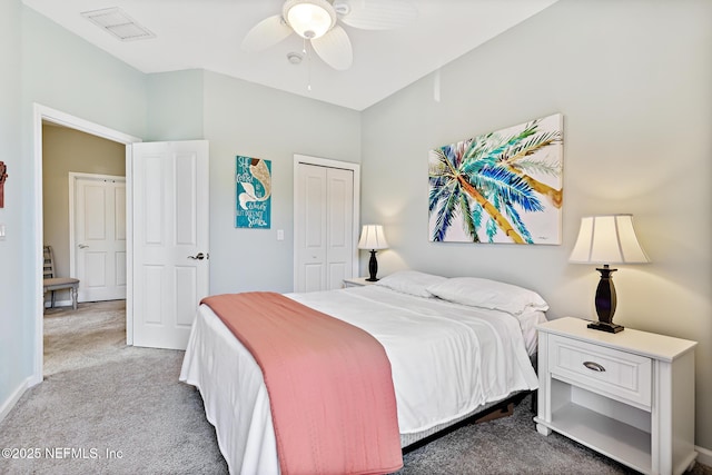 308 High Tide Dr Unit 201, Saint Augustine, FL 32080 - carpeted bedroom with a closet and a ceiling fan