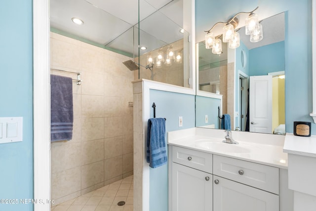 308 High Tide Dr Unit 201, Saint Augustine, FL 32080 - full bath featuring vanity, walk in shower, and tile patterned flooring