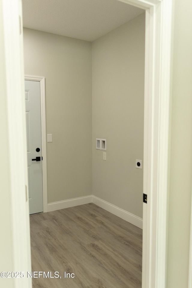 5408 Potomac Ave, Jacksonville, FL 32254 - laundry area featuring wood finished floors, hookup for a washing machine, and hookup for an electric dryer