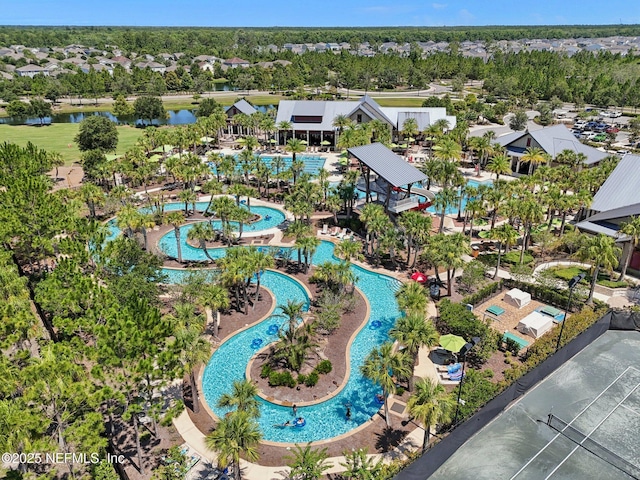 48 Gilchrist Way, Saint Johns, FL 32092 - aerial perspective of suburban area featuring a pool area and a large body of water