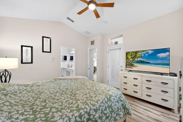 8523 Hampton Landing Dr, Jacksonville, FL 32256 - bedroom with light wood-type flooring, lofted ceiling, and ceiling fan