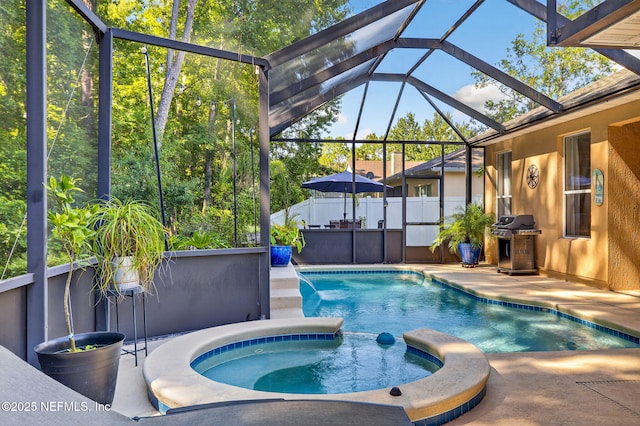 8523 Hampton Landing Dr, Jacksonville, FL 32256 - view of pool featuring a grill, a pool with connected hot tub, and a patio area