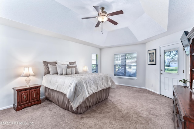 13707 Alesbury Ct, Jacksonville, FL 32224 - bedroom with light colored carpet, ceiling fan, and vaulted ceiling