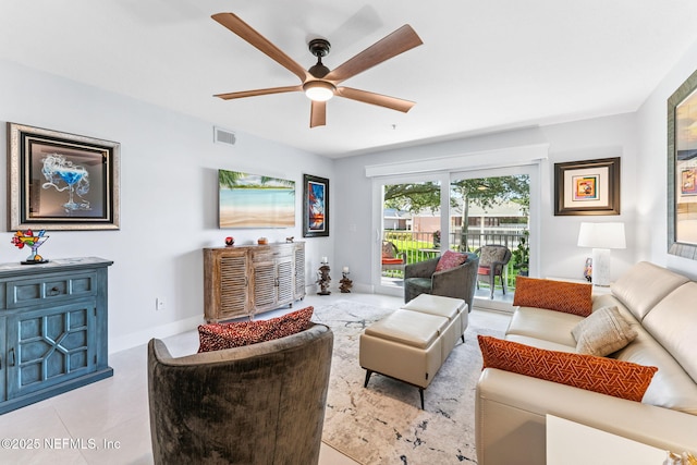 212 16th St Unit A, Saint Augustine Beach, FL 32080 - living room with ceiling fan and baseboards