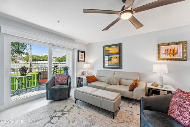 212 16th St Unit A, Saint Augustine Beach, FL 32080 - tiled living room featuring ceiling fan