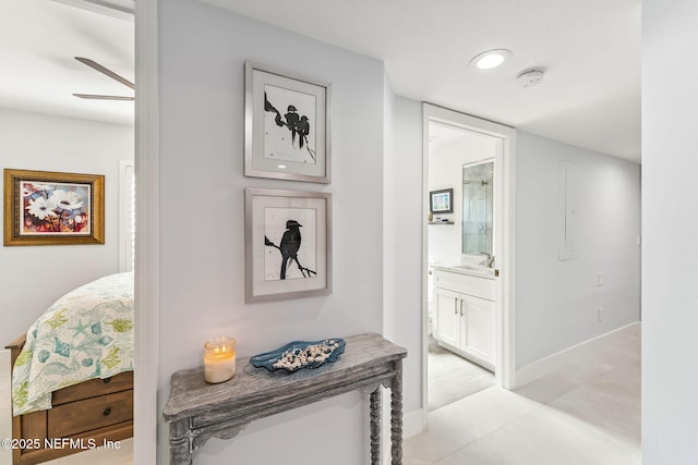 212 16th St Unit A, Saint Augustine Beach, FL 32080 - hall featuring light tile patterned flooring and recessed lighting