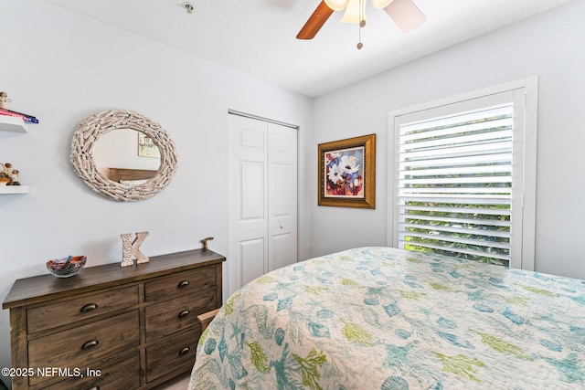 212 16th St Unit A, Saint Augustine Beach, FL 32080 - bedroom with a closet and a ceiling fan