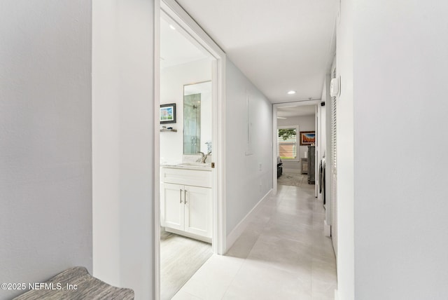 212 16th St Unit A, Saint Augustine Beach, FL 32080 - hall with a sink and recessed lighting