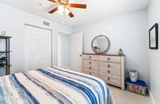 212 16th St Unit A, Saint Augustine Beach, FL 32080 - bedroom with a closet and a ceiling fan