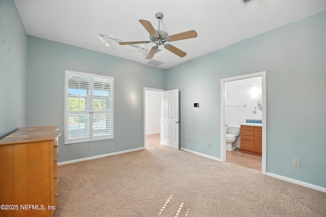 275 Nautical Blvd S, Atlantic Beach, FL 32233 - unfurnished bedroom featuring light carpet, connected bathroom, and ceiling fan
