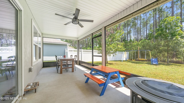 84 Granite City Ave, Saint Johns, FL 32259 - sunroom / solarium featuring outdoor dining area, a ceiling fan, and healthy amount of natural light