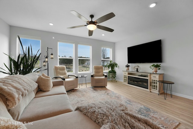 50 Skyline Ln, Saint Augustine, FL 32092 - living area with ceiling fan, healthy amount of natural light, wood finished floors, and recessed lighting