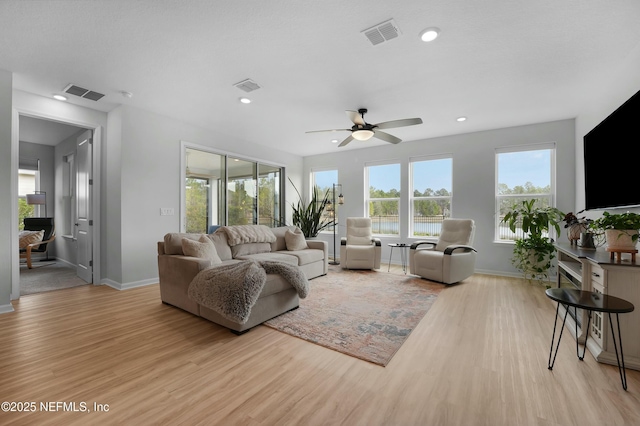 50 Skyline Ln, Saint Augustine, FL 32092 - living area featuring light wood-style flooring, a ceiling fan, and recessed lighting