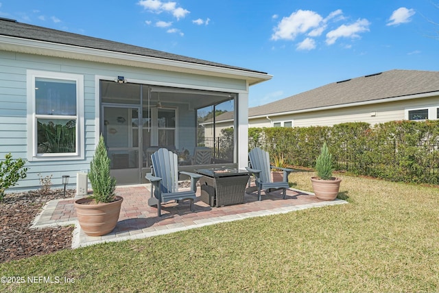 50 Skyline Ln, Saint Augustine, FL 32092 - view of patio / terrace with a fire pit and a sunroom