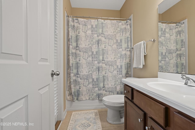 1100 Ashfield Way, Saint Johns, FL 32259 - full bathroom featuring vanity, tile patterned flooring, and shower / tub combo with curtain