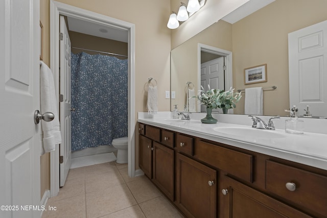 1100 Ashfield Way, Saint Johns, FL 32259 - full bathroom with double vanity, tile patterned flooring, and a shower with shower curtain