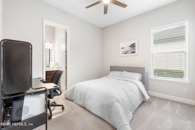 147 Rawlings Dr, Saint Johns, FL 32259 - carpeted bedroom featuring a desk, ensuite bath, and ceiling fan