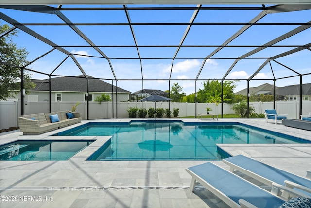 147 Rawlings Dr, Saint Johns, FL 32259 - view of swimming pool featuring a patio, a fenced backyard, and a lanai