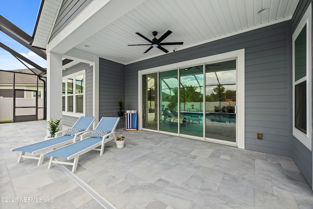 147 Rawlings Dr, Saint Johns, FL 32259 - view of patio featuring ceiling fan and a lanai