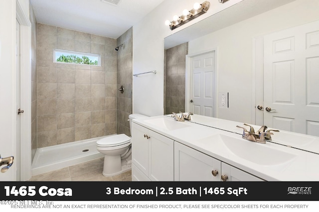 1001 Aiken St, Saint Augustine, FL 32084 - full bathroom featuring double vanity, tile patterned floors, and tiled shower