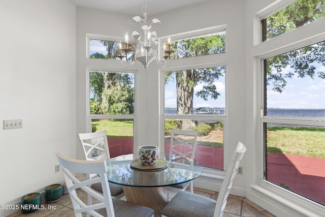 3305 US Highway 17, Fleming Island, FL 32003 - sunroom / solarium featuring a water view, healthy amount of natural light, and a chandelier