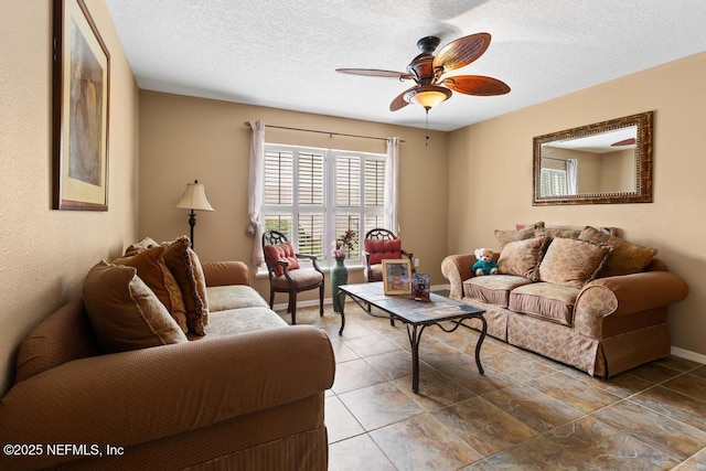 76146 Long Leaf Loop, Yulee, FL 32097 - living room with a ceiling fan and a textured ceiling