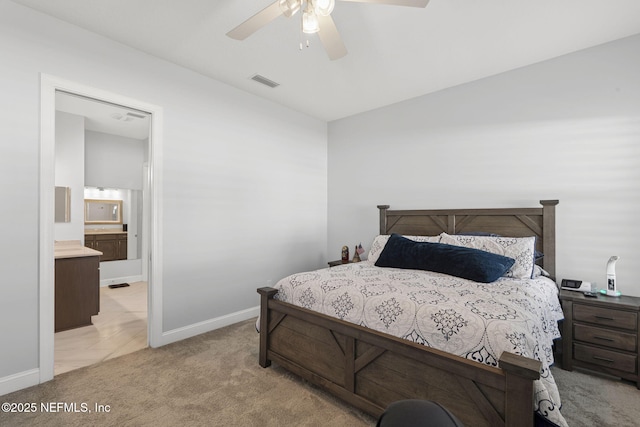 50 Tartan Ct, Saint Augustine, FL 32092 - carpeted bedroom with ceiling fan, connected bathroom, and lofted ceiling