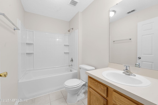9209 Jefferson Ave, Jacksonville, FL 32208 - bathroom featuring vanity, tile patterned flooring, shower / bathtub combination, and a textured ceiling