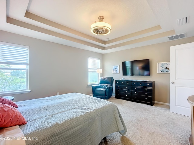 132 Yellowfin Dr, Saint Augustine, FL 32095 - bedroom featuring a tray ceiling and carpet