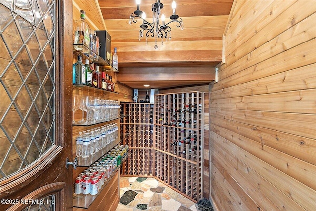 24736 Harbour View Dr, Ponte Vedra Beach, FL 32082 - wine room with wooden walls and a chandelier