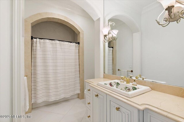 24736 Harbour View Dr, Ponte Vedra Beach, FL 32082 - full bath with vanity, crown molding, and tile patterned flooring