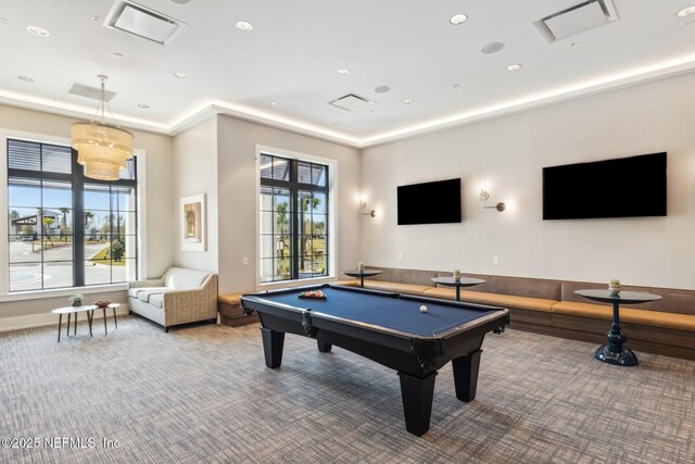 613 Witty Banter Ct, Yulee, FL 32097 - game room featuring carpet, billiards, and recessed lighting