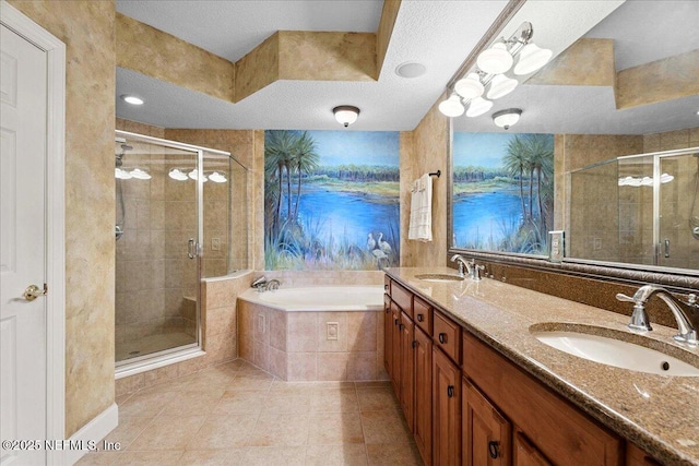 201 S Ocean Grande Dr Unit 104, Ponte Vedra Beach, FL 32082 - full bath with tile patterned floors, a bath, a stall shower, and double vanity