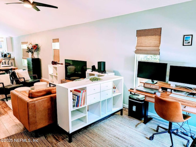 25 Fullerwood Dr, Saint Augustine, FL 32084 - office area featuring a ceiling fan and wood finished floors