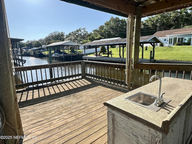 118 Magnolia Dr, East Palatka, FL 32131 - dock area with a water view, a yard, and boat lift