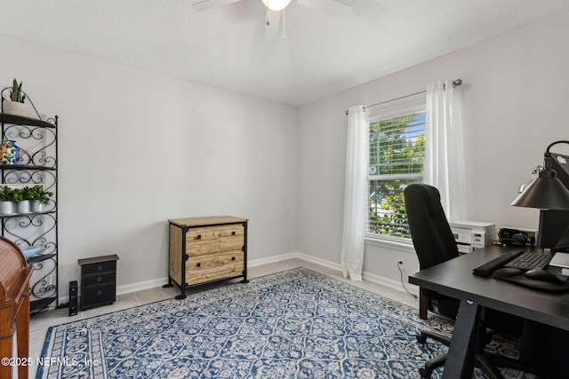 86180 Tranquil Ct, Yulee, FL 32097 - office with a ceiling fan and light tile patterned flooring