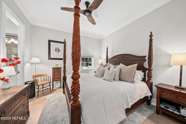 23 Corona Rd, Ponte Vedra Beach, FL 32082 - bedroom featuring light wood finished floors, ornamental molding, and ceiling fan